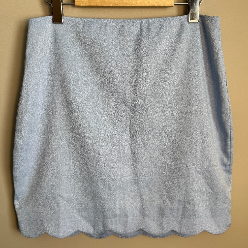 Tobi Women's Petal Hem 1/4 Zip‎ Mini Pencil Skirt Blue Size Large Lined Summer
